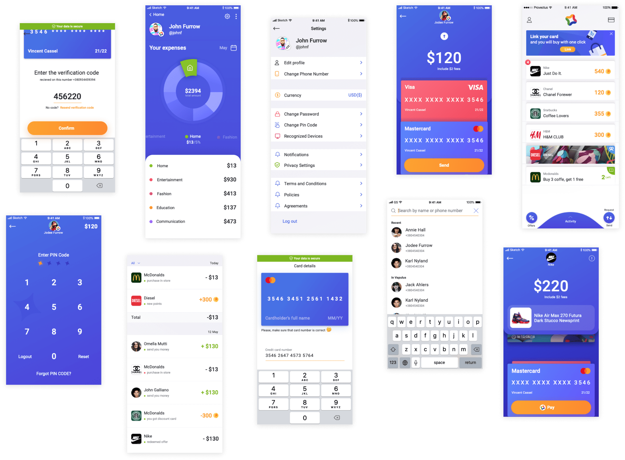 Vapulus mobile design screens example