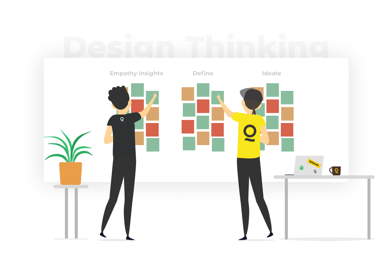 Design thinking in UX/UI design - Workshop illustration_bg - Qubstudio