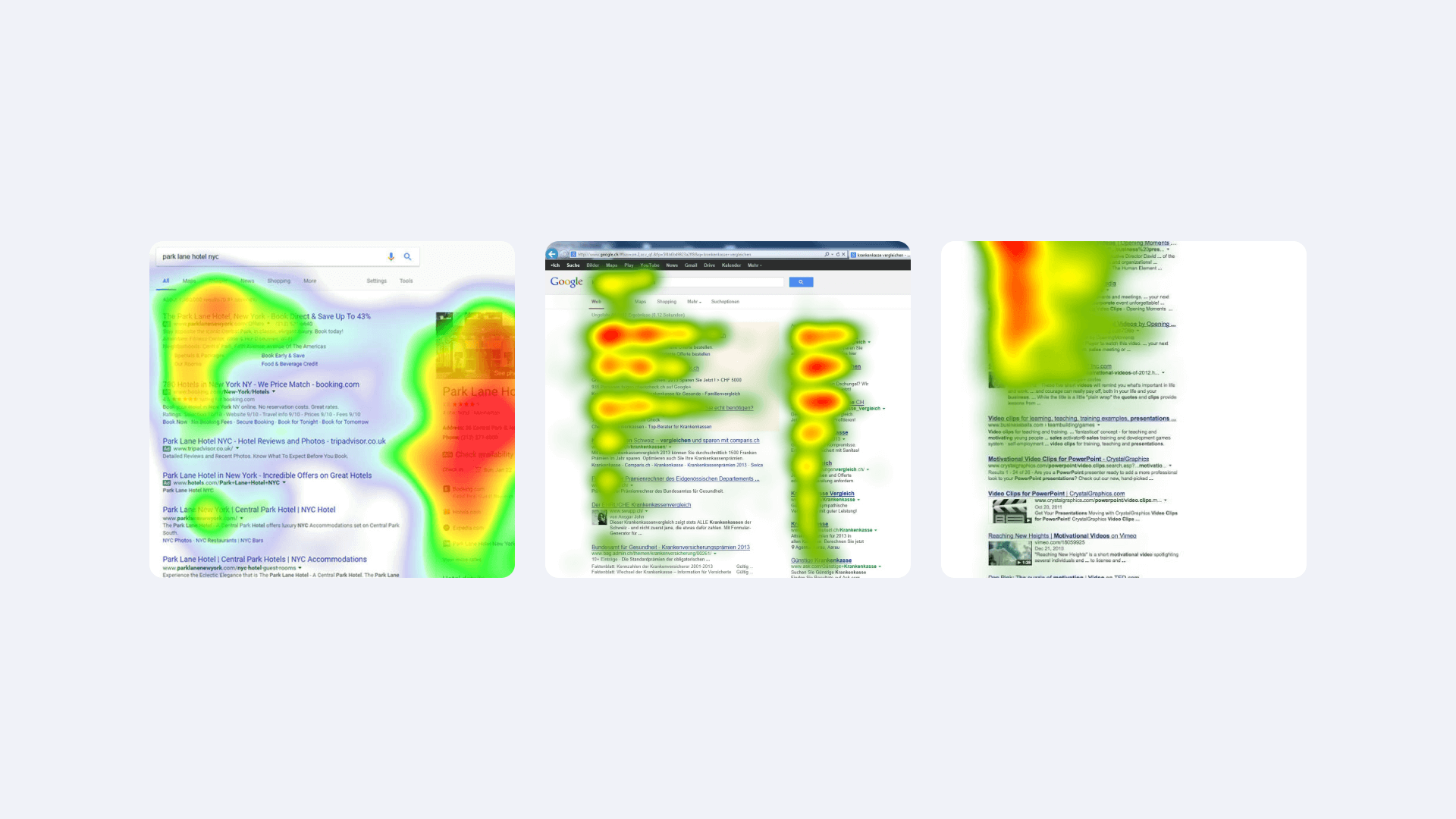 F shaped pattern of scanning a website