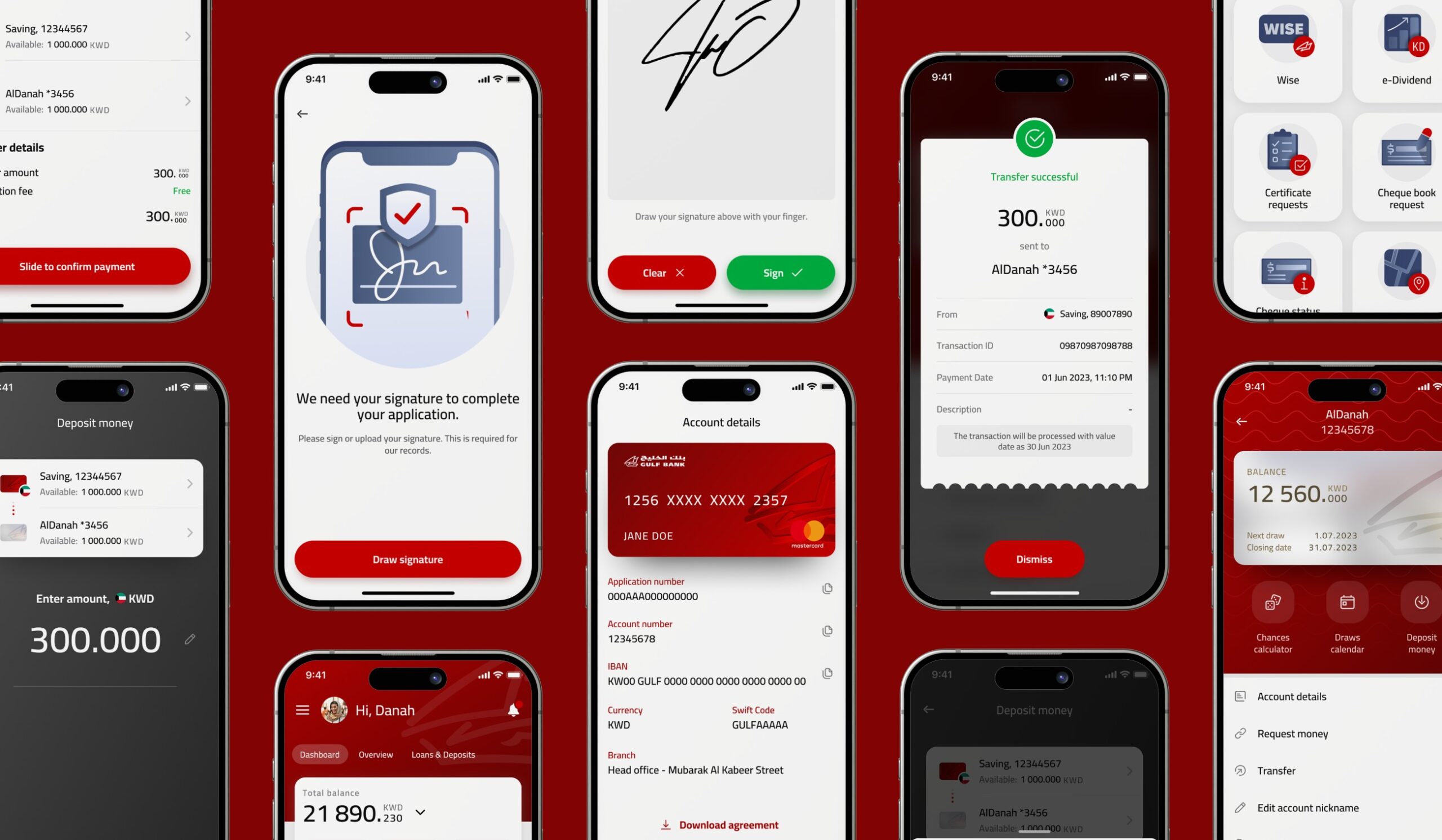 Gulf Bank mobile banking app design