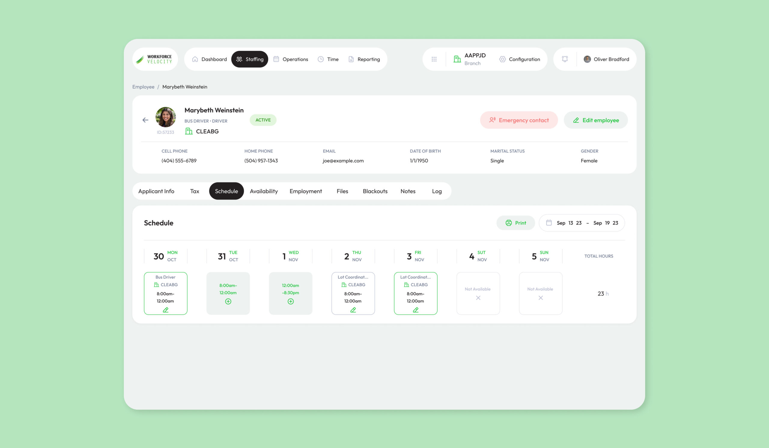 profile schedule visualisation