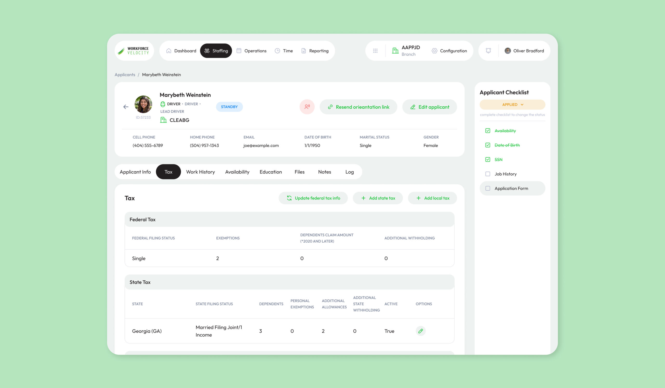 tax dashboard