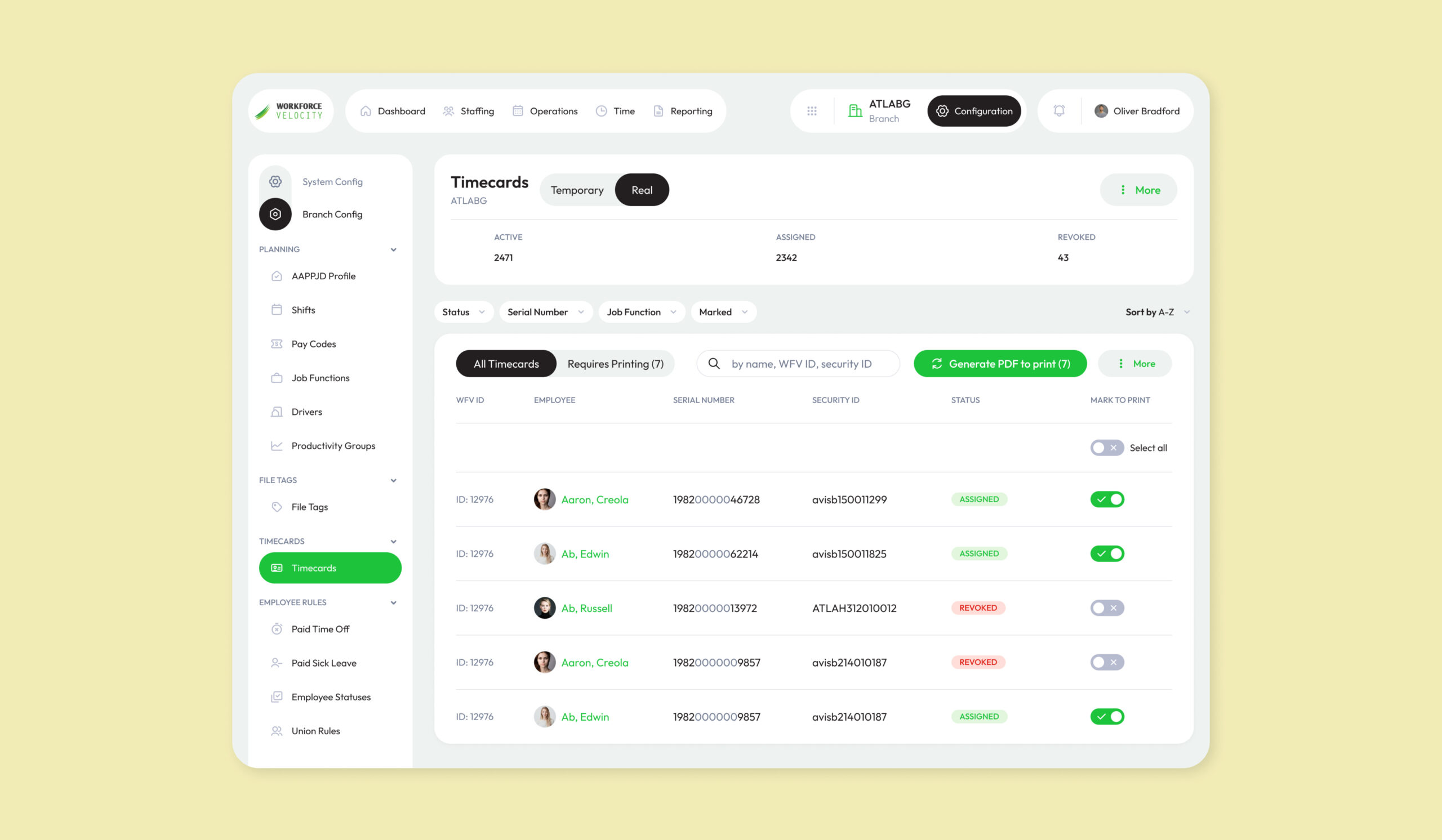 timecards dashboard