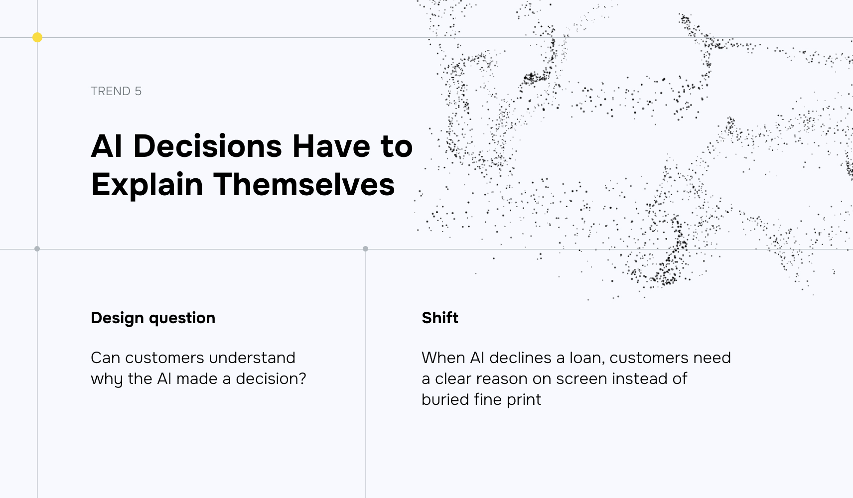 Image: AI Decisions Have to Explain Themselves A UI card displaying a clear, plain-language explanation for an automated credit decision or loan outcome.